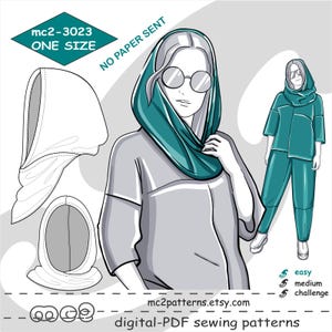 ONE size/ Hood Solo Detached/ Digital PDF Sewing Pattern for Women &gt;mc2patterns&lt; mc2-3023
