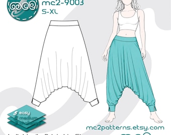 Harem Sarouel Afghan Yoga Pants Sewing Pattern: Pull-on (Digital PDF Download) S-XL / mc2-9003