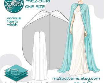 Bridal Cape Sewing Pattern: Twisted Front-Neckline (Digital PDF Download) ONE-size / mc2-5018