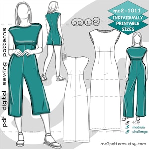 UK 8-16/ US 4-12/ Jumpsuit Boat-neck High-waisted Palazzo/ Digital Sewing pdf-pattern for women >mc2-patterns< mc2-1011