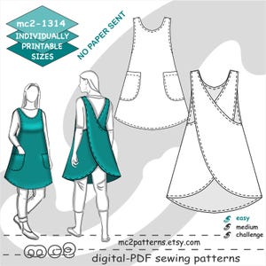 S-4XL/ Cross-back A-line Apron Easy-to-make NO-lining/ Digital Sewing PDF pattern for Women &gt;mc2patterns&lt; mc2-1314