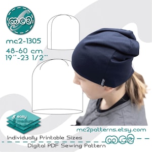 Slouchy Beanie Hat Sewing Pattern: Easy-to-make (Digital PDF Download) 48-60cm/19"-23.5" / mc2-1305