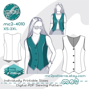 Weste Weste Top Schnittmuster: Wendeweste (Digitaler PDF Download) XS-2XL /mc2-4010