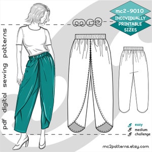 S-2XL/ Pantalon Dhoti Tulip-wrap avec entrejambe/Modèle PDF de couture numérique pour femmes >mc2patterns< mc2-9010