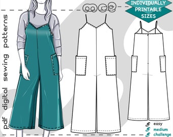 S-2XL/ Loose Jumpsuit Cropped/ Digital Sewing PDF-pattern for women >mc2-patterns< mc2-1019