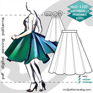 UK 6-16/ US 2-12/ Deep-Pleated Flared Skirt/ Digital Sewing PDF-pattern for Women mc2patterns mc2-1107 image 1