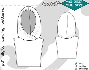 ONE size/ Dickey with Hood/ Digital PDF Sewing Pattern for Women >mc2patterns< mc2-3027