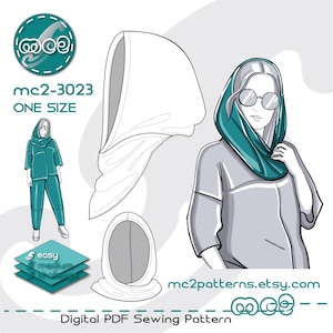 Modello di cucito Solo Hood: scaldacollo staccabile (download PDF digitale) taglia UNICA / mc2-3023