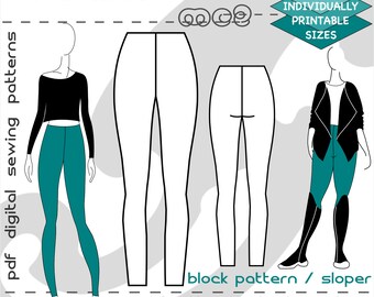 Classic Leggings  Sewing Pattern: Basic Block Sloper (Digital PDF Download) UK6-26/US2-22 / mc2-019001