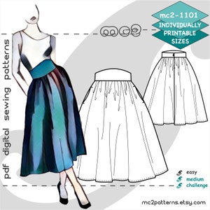 UK 6-20/ US 2-16/ Peasant Skirt/ Digital PDF Sewing Pattern for Women &gt;mc2patterns&lt; mc2-1101