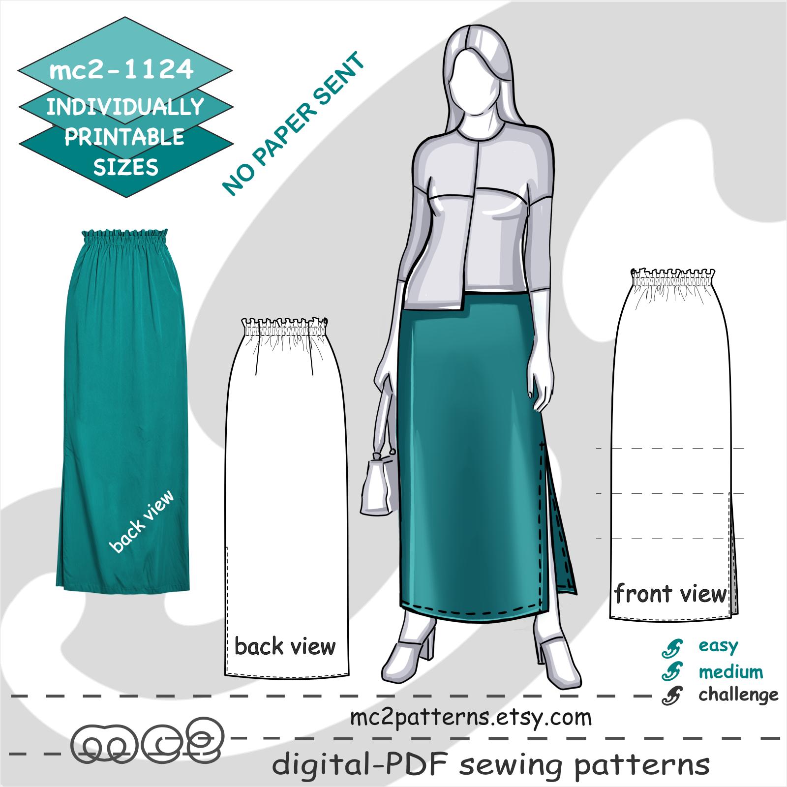 Paper-bag Pencil Skirt Sewing Pattern: Pull-on Fitted-back