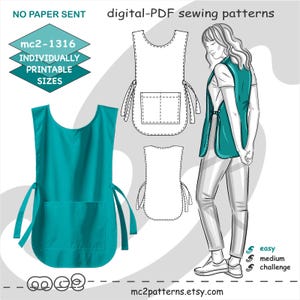 S-3XL/ Classic Tabard Apron Easy-to-make/ Digital Sewing PDF pattern for Women &gt;mc2patterns&lt; mc2-1316