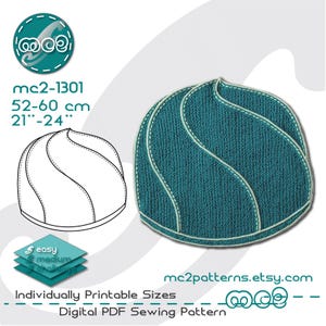 Spiral-design Hat Sewing Pattern: Easy-to-make (Digital PDF Download) 52-56-60cm/20.5"-22"-23.5" / mc2-1301