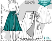 S-2XL/ Wrap Circle Skirt/ Digital Sewing Pdf-pattern for