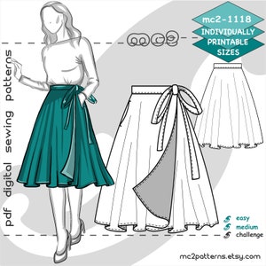 S-2XL/ Wrap Circle Skirt/ Digital Sewing pdf-pattern for women >mc2-patterns< mc2-1118
