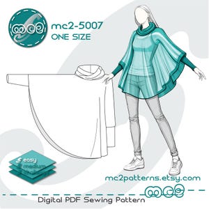 Circle Cape/Poncho Schnittmuster: Wasserfallausschnitt (Digital PDF Download) UNIKAT / mc2-5007