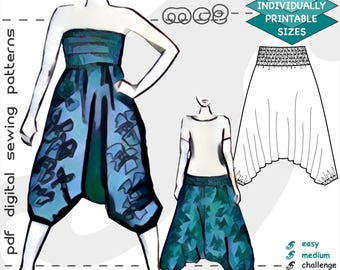 Patrón de costura para mono harén (descarga digital en PDF) S-3XL / mc2-9001