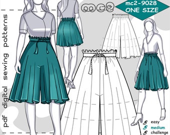 XS-XL/ Paper-bag Flared Culottes Shorts/ Digital Sewing pdf-pattern for Women >mc2-patterns< mc2-9028