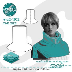 Patrón de costura para calentador de cuello tipo braga: Fácil de hacer (Descarga digital en PDF) Talla única / mc2-1302
