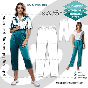 S-2XL/ Pants Shorts NO-Side-Seam Pyjama/Pajama/ Digital Sewing PDF pattern for Women &gt;mc2patterns&lt; mc2-8002
