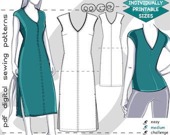 S-2XL/ Jersey Bodycon Dress Tank Top/ Digital PDF Sewing Pattern for Women >mc2patterns< mc2-2038