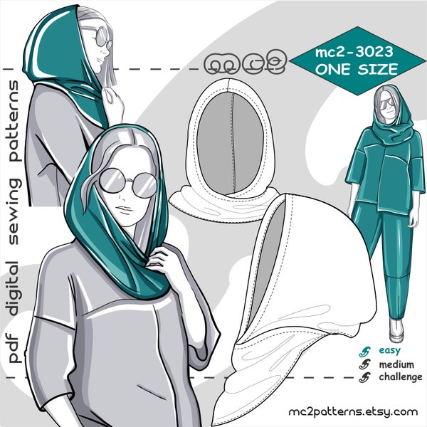 ONE size/ Hood Solo Detached/ Digital PDF Sewing Pattern for Women >mc2patterns< mc2-3023