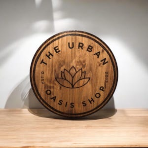 Custom Laser Engraved Wood Sign: Personalized Logo, Rustic Decor