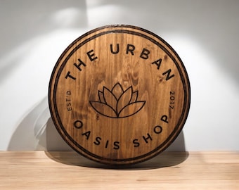 Any Logo or Design | Custom Wood Sign | Personalized Wood Signs | Round Sign | Laser Engraved Sign | Rustic Sign | Wood Burned Outdoor Sign