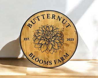 Personalized Signs | Any Logo or Design | Custom Burned Wood Sign | Barrel Sign | Round Sign | Company Logo | Rustic Sign | Logo on Sign