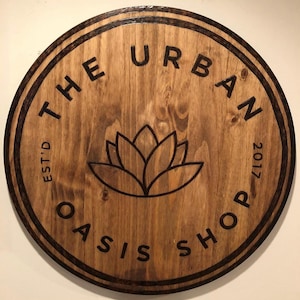Any Logo or Design | Personalized Outdoor Signs | Custom Burned Wood Sign | Round Sign | Laser Engraved Sign | Oak Signs | Hardwood Signs