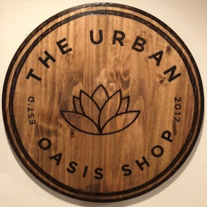 Personalized Outdoor Signs | Any Logo or Design | Custom Burned Wood Sign | Round Sign | Company Logo | Rustic Sign | Logo on Sign