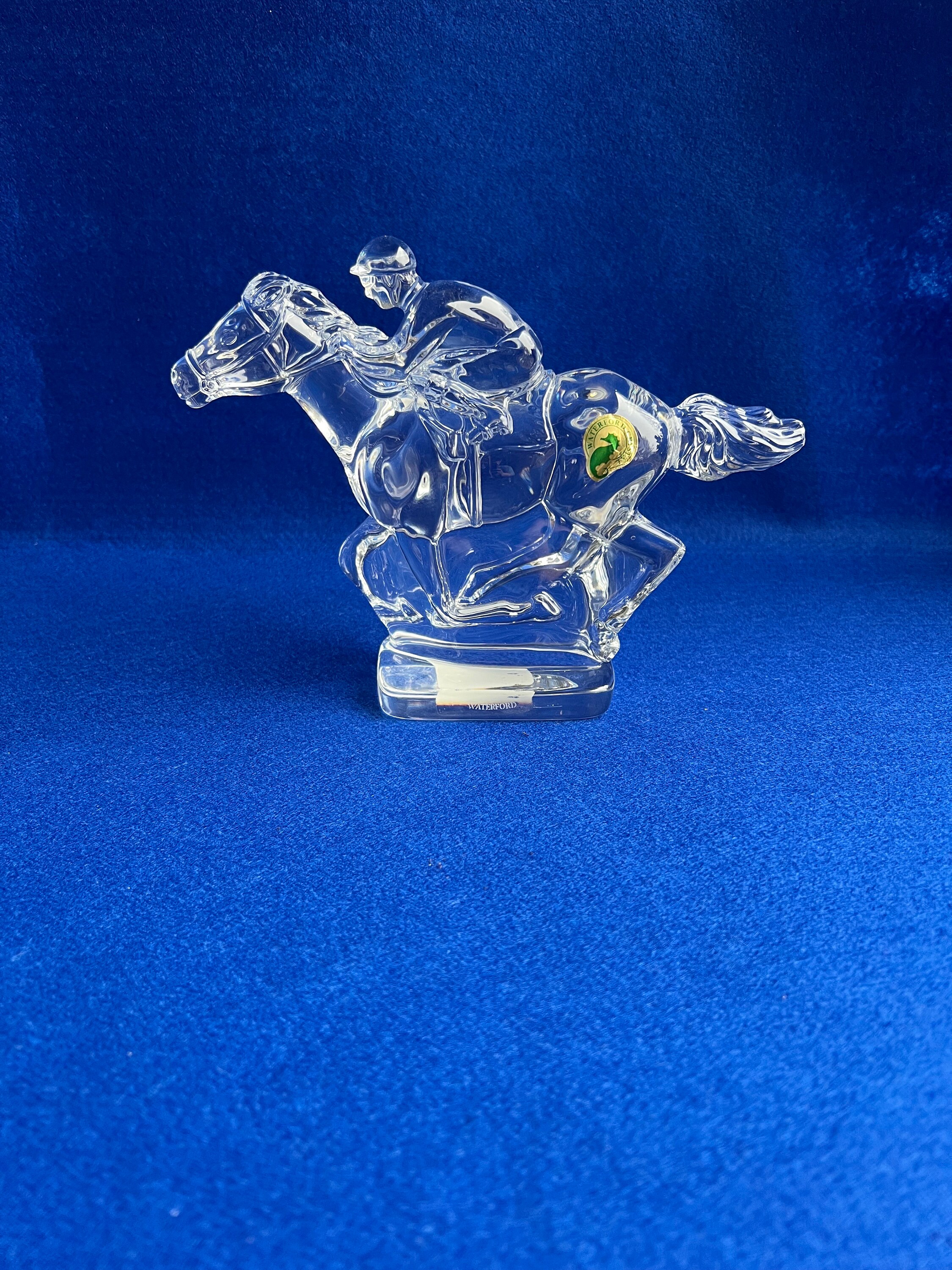 Waterford Crystal Jockey Figurine With Stickers and Box