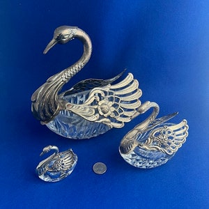 Kristallen en zilveren zwaanfamilie met sterlingzilveren vleugels