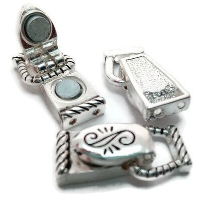 Silver Magnetic Clasps qty 1 Magnetic Clasps for Bracelets Magnetic Clasps  for Jewelry Design Fold Over Magnetic Clasp 1926 