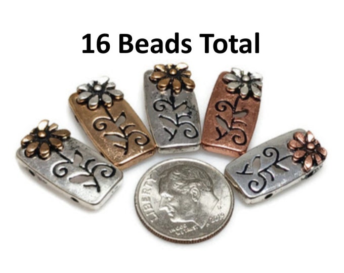 thumbnail interactive-video image 1 of 6-Piece Two Hole Slider Beads - Gaiety Peach In Rose Gold - #6 1 of 5
