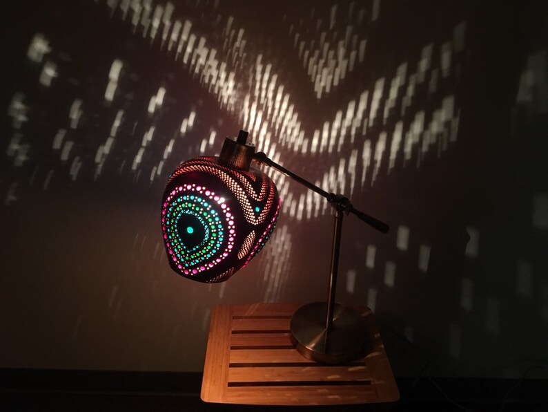 Makanui Unique Desk Lamp Handcrafted Natural Gourd Task One Of A Kind