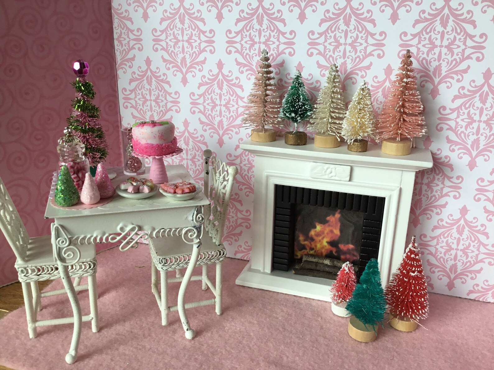 112 Dollhouse Miniature Pink Christmas Dessert Scene Etsy