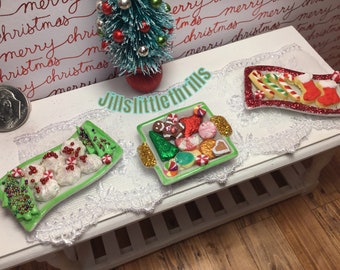 1:12 Dollhouse Miniature Small Christmas Cookie Platters