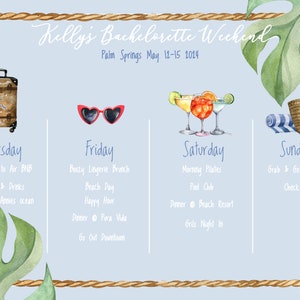 Beachy Bachelorette Itinerary Templates | 3 & 4 Day Bachelorette Itinerary options
