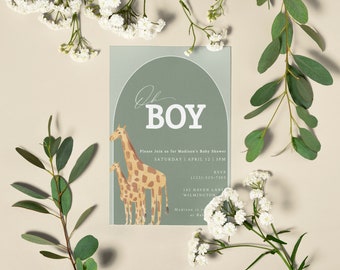 Baby Shower invitation | jungle baby shower invitation|  Baby Boy Shower Invitation | Gender - Neutral Baby shower