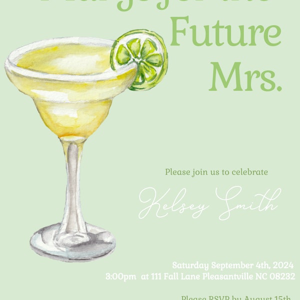 Margs and Matrimony Bridal Shower invitation