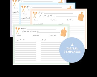 Digital Colorful Recipe Cards