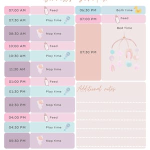 Customizable Baby Schedule | Baby routine tracker | Digital Baby Scheudle