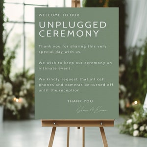 Personalized Unplugged ceremony signs! No phones wedding Templett! Vertical & Horizontal facing