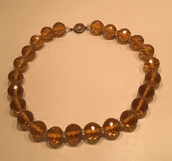 Vntage Large Faceted Amber Glass Beads, Genuine V… - image 2