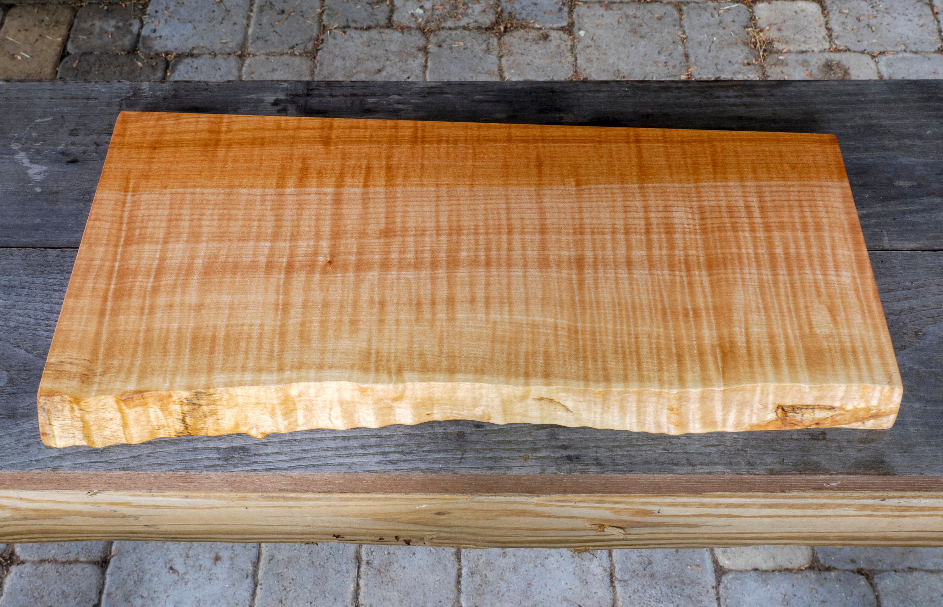 Live Edge Cutting Board Tiger Maple Slab Charcuterie Board Wood Serving Board Artisan Cheese Board Chefs Cutting Board