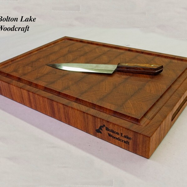 Jatoba charcuterie tablero con manijas tabla de corte de grano final hecho a mano tablas de corte de madera grandes hechos bloque de carnicero Lake casa decoración