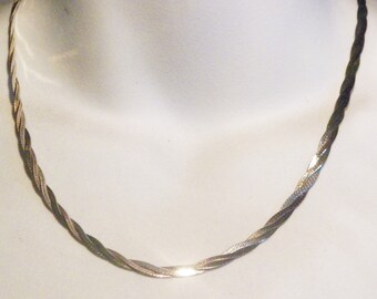 Vintage Sterling Silver Braided Harringbone Necklace