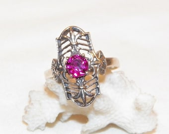 Size 8 Sterling Silver Ruby Ring, Solid 925 Ruby Ring, Quality Good Looking Vintage Ruby Ring