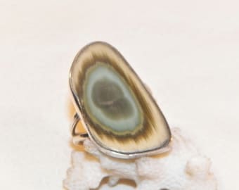 Size 7.5 Sterling Silver Ring, Solid 925 Unique Real Stone Ring, Quality Cool Looking Ring, Real Silver Real Stone, I Say Petrified Wood